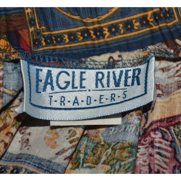 Vintage Eagle River Traders Ladies A-Line Brown Printed Maxi Skirt Size 16 - Picture 8 of 11